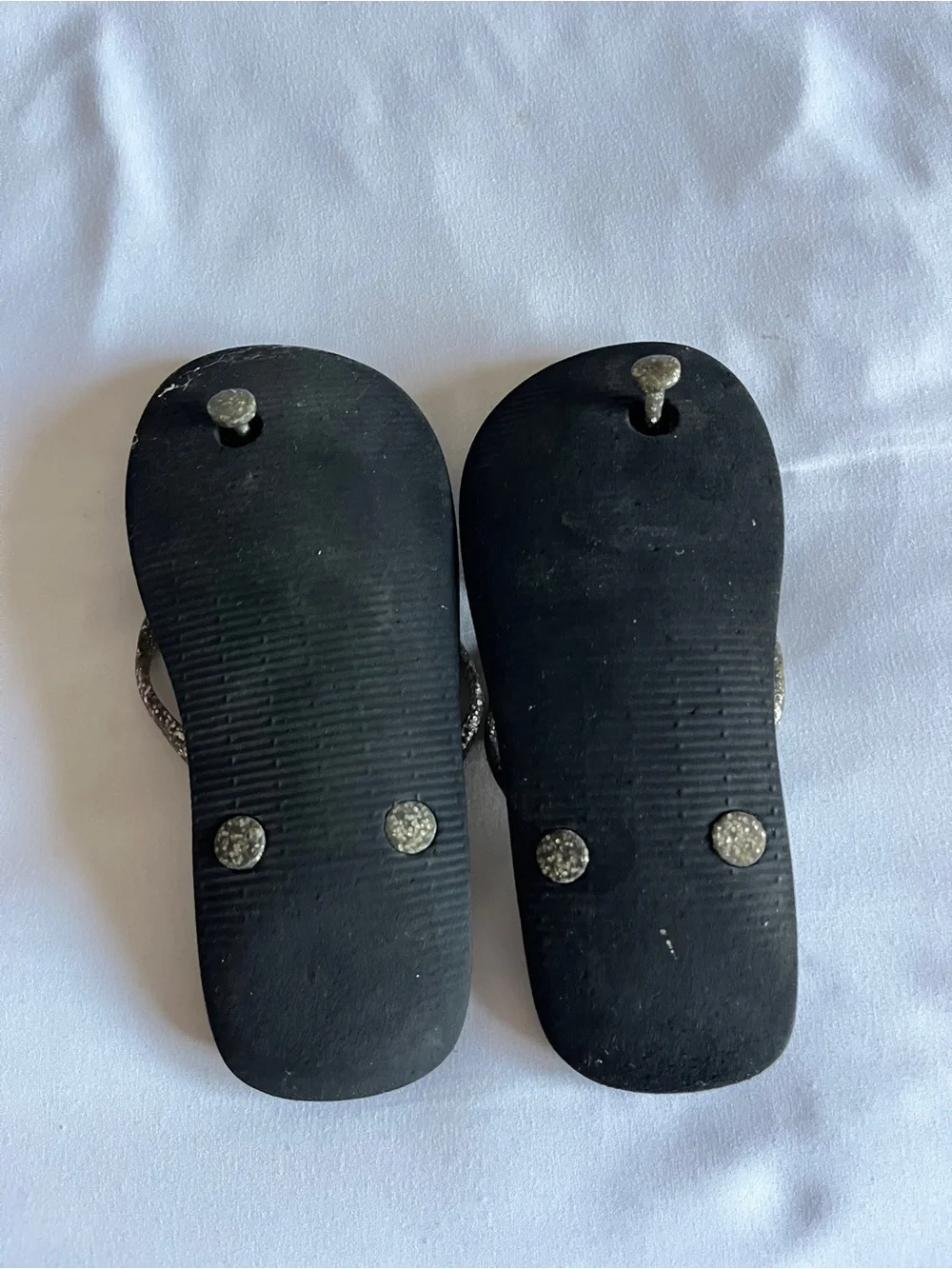 Black Glitter Flip Flops Sandals Slip On Summer Shoes Size Kids 1